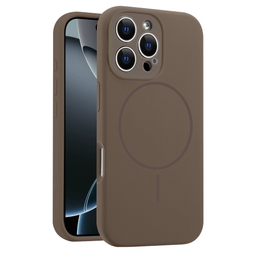 

For iPhone 16 Pro Fine Hole Liquid Silicone MagSafe Phone Case(Brown)