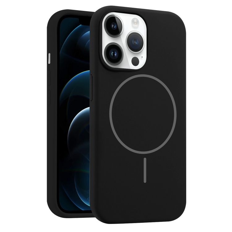 

For iPhone 12 Pro Max Liquid Silicone MagSafe Phone Case(Black)