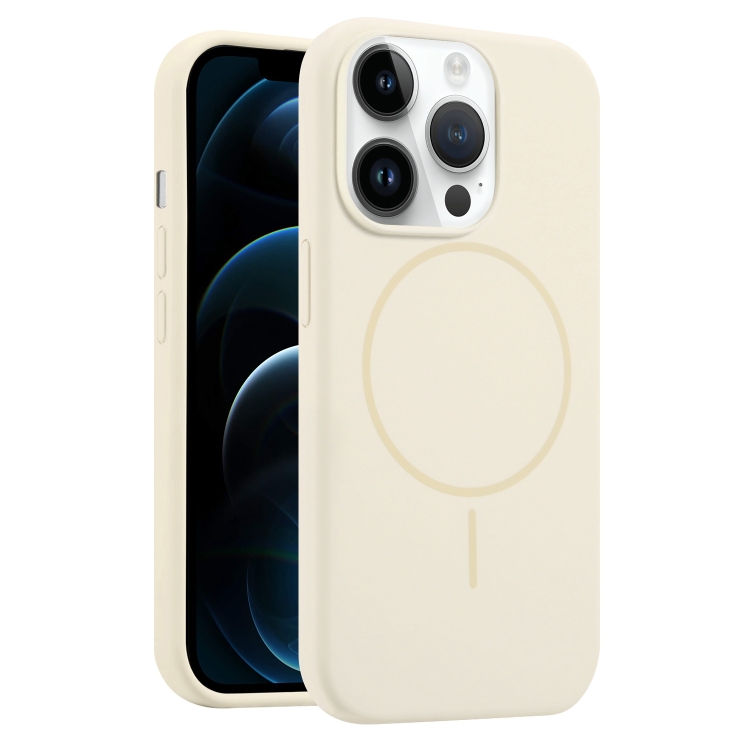 

For iPhone 12 Pro Max Liquid Silicone MagSafe Phone Case(Cream Yellow)
