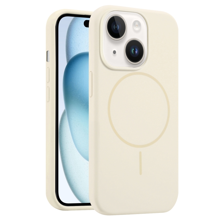 

For iPhone 15 Liquid Silicone MagSafe Phone Case(Cream Yellow)