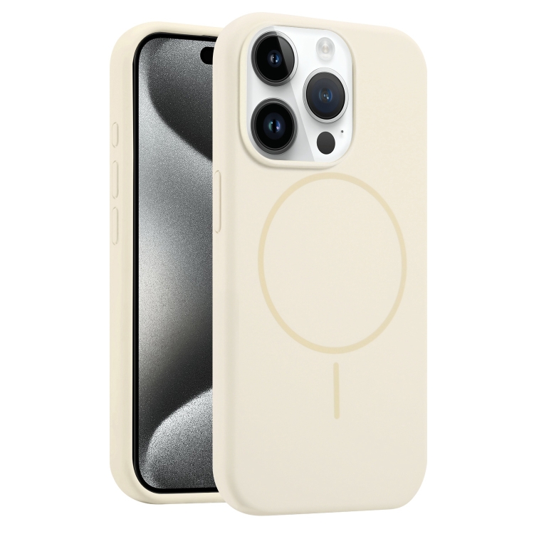

For iPhone 15 Pro Liquid Silicone MagSafe Phone Case(Cream Yellow)