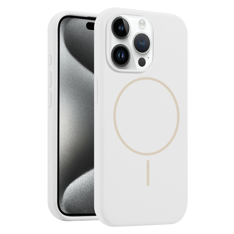 

For iPhone 15 Pro Max Liquid Silicone MagSafe Phone Case(White)