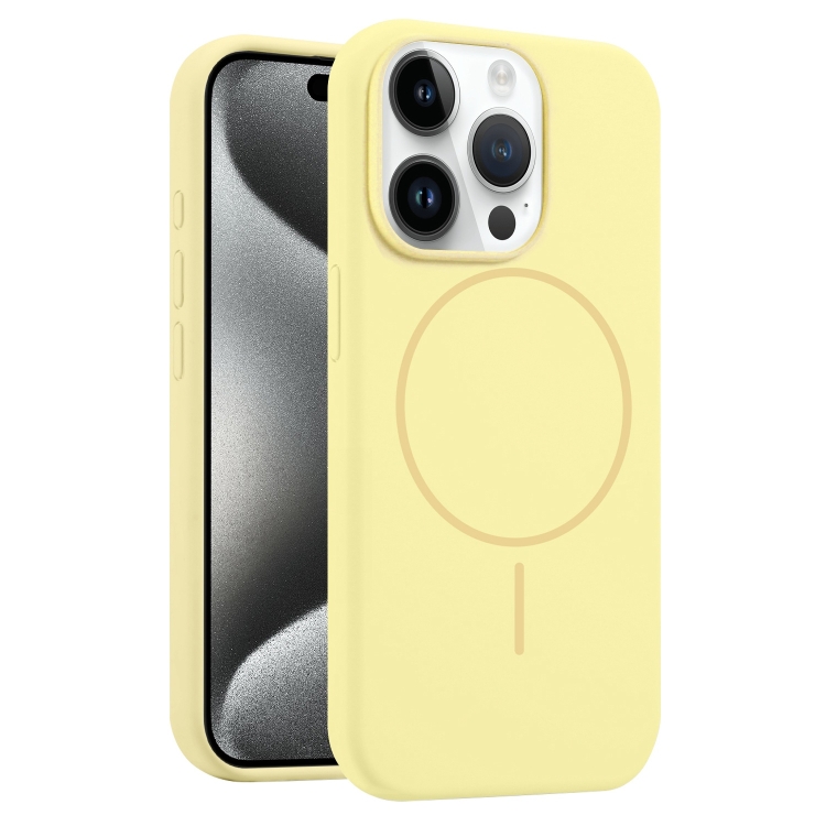 

For iPhone 15 Pro Max Liquid Silicone MagSafe Phone Case(Yellow)