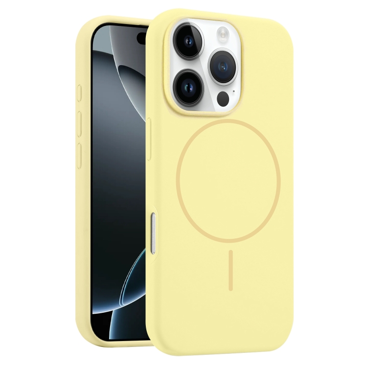 

For iPhone 16 Pro Liquid Silicone MagSafe Phone Case(Yellow)