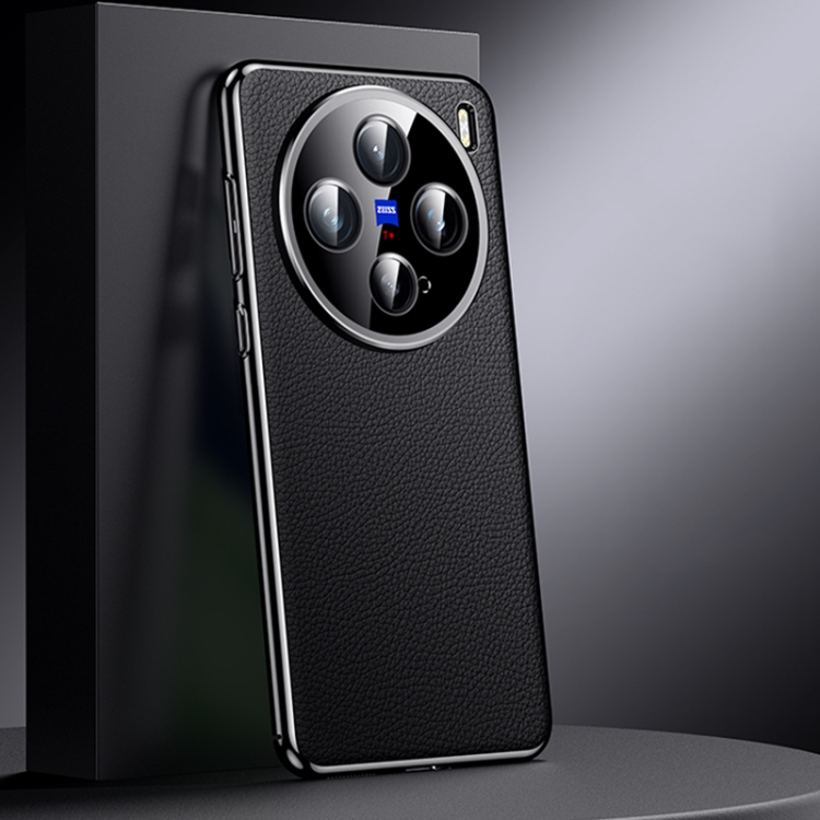 

For vivo X200 Pro mini Genuine Leather PC Phone Case(Black)