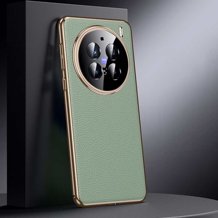 

For vivo X200 Pro Genuine Leather PC Phone Case(Green)