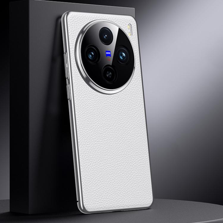 

For vivo X100s Genuine Leather PC Phone Case(White)