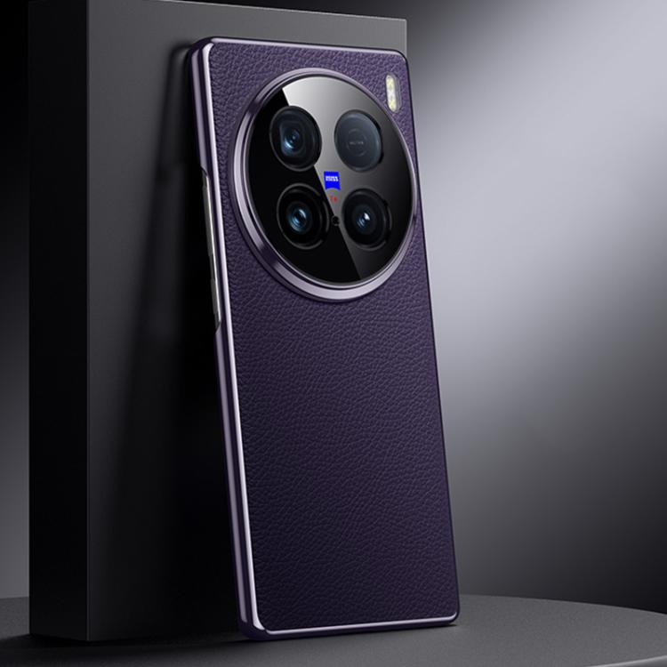 

For vivo X100 Ultra Genuine Leather PC Phone Case(Dark Purple)