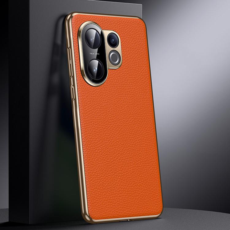 

For vivo S30 Genuine Leather PC Phone Case(Orange)