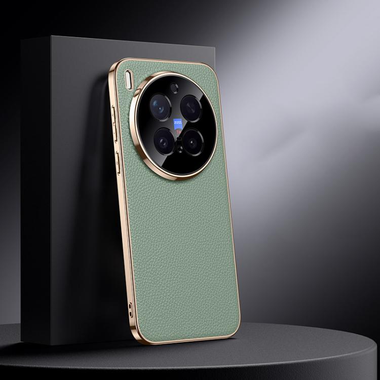 

For vivo X300 Pro Genuine Leather PC Phone Case(Green)