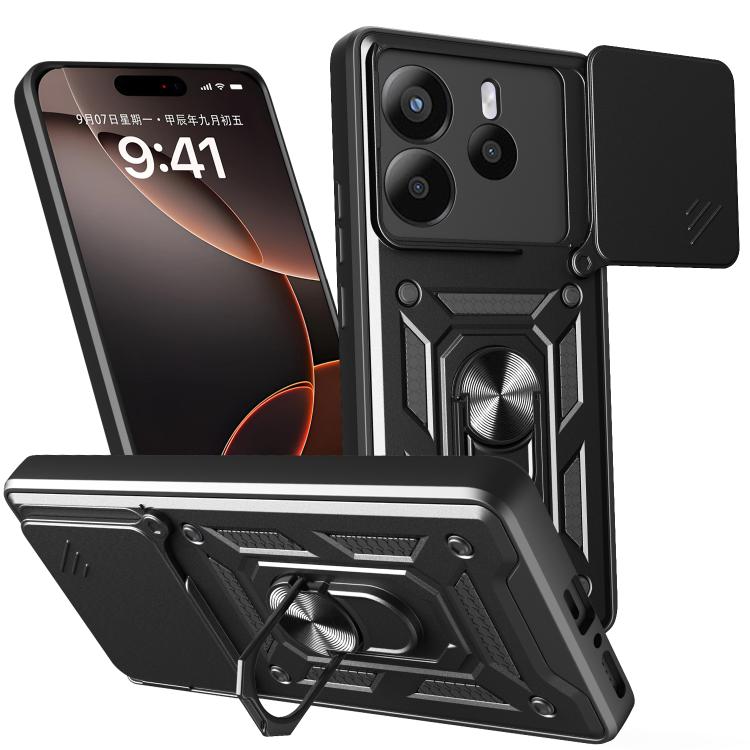 

For Redmi Note 14 5G Sliding Camera Cover Design TPU+PC Phone Case(Black)