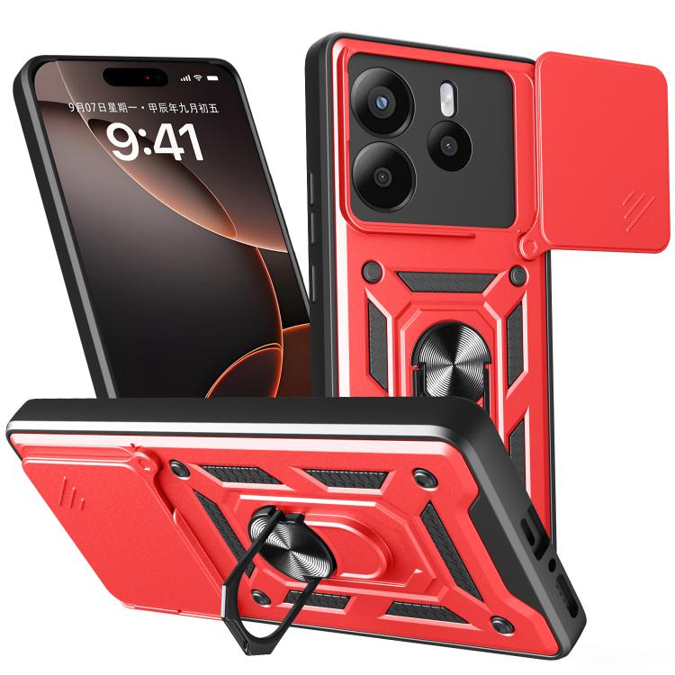 

For Redmi Note 14 5G Sliding Camera Cover Design TPU+PC Phone Case(Red)