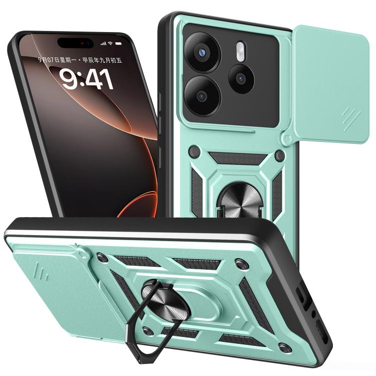 

For Redmi Note 14 5G Sliding Camera Cover Design TPU+PC Phone Case(Green)