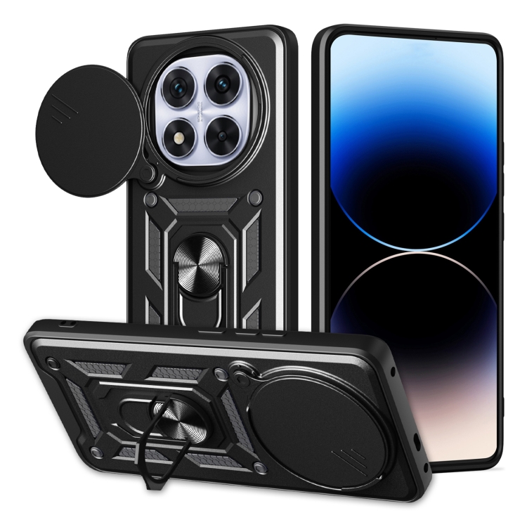 

For Redmi Note 14 Pro+ 5G Sliding Camera Cover Design TPU+PC Phone Case(Black)