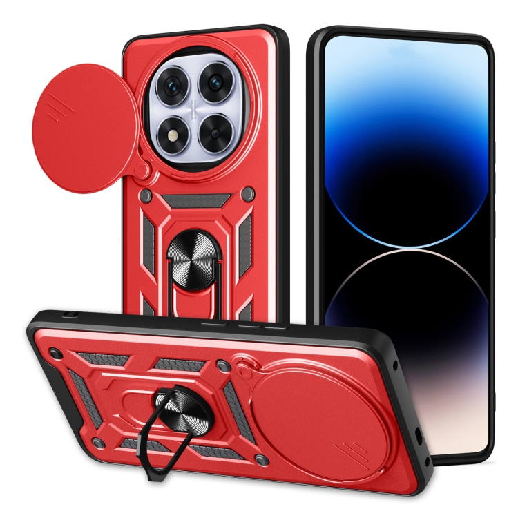 

For Redmi Note 14 Pro+ 5G Sliding Camera Cover Design TPU+PC Phone Case(Red)