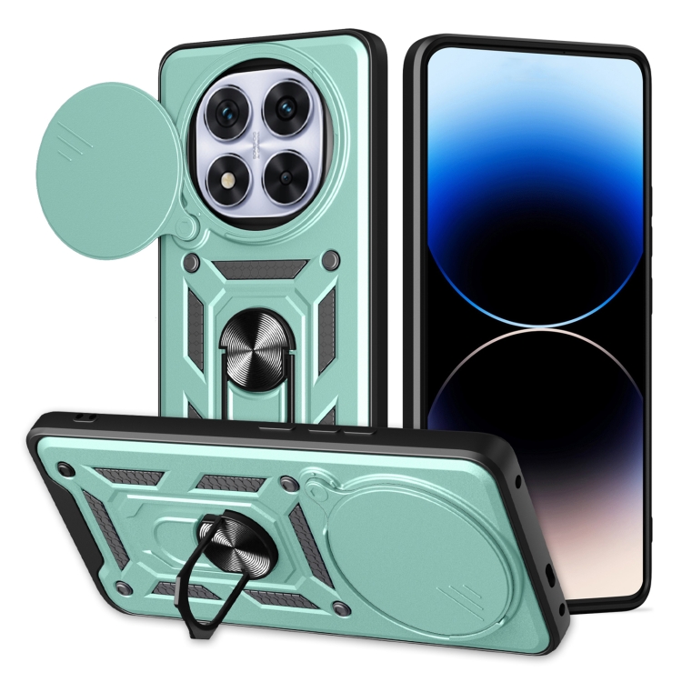 

For Redmi Note 14 Pro+ 5G Sliding Camera Cover Design TPU+PC Phone Case(Green)