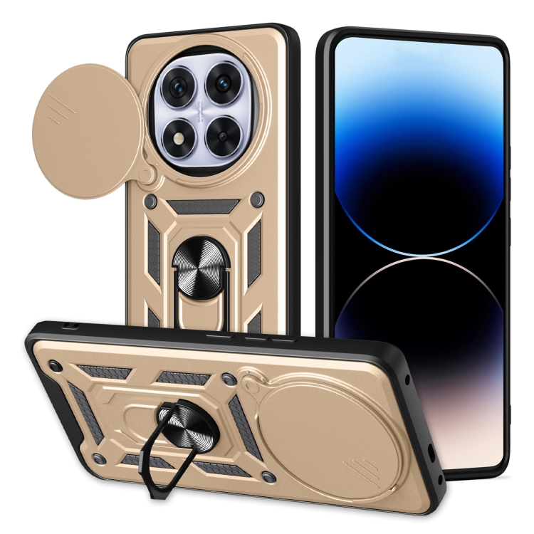 

For Redmi Note 14 Pro+ 5G Sliding Camera Cover Design TPU+PC Phone Case(Gold)