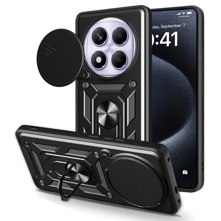 

For Redmi Note 14 Pro 4G Sliding Camera Cover Design TPU+PC Phone Case(Black)