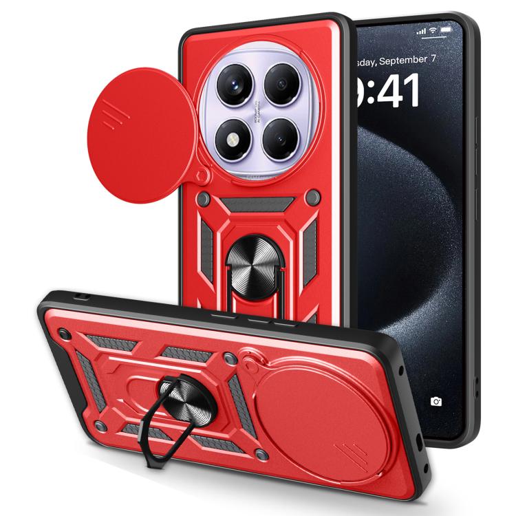 

For Redmi Note 14 Pro 4G Sliding Camera Cover Design TPU+PC Phone Case(Red)