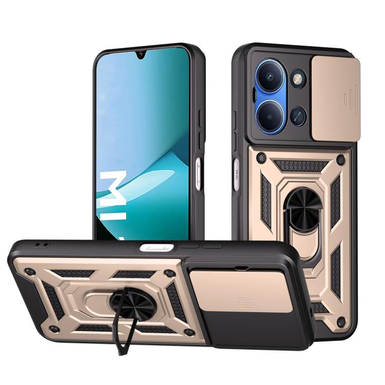 

For Redmi 15C 5G / 4G EU 173mm Sliding Camera Cover Design TPU+PC Phone Case(Gold)