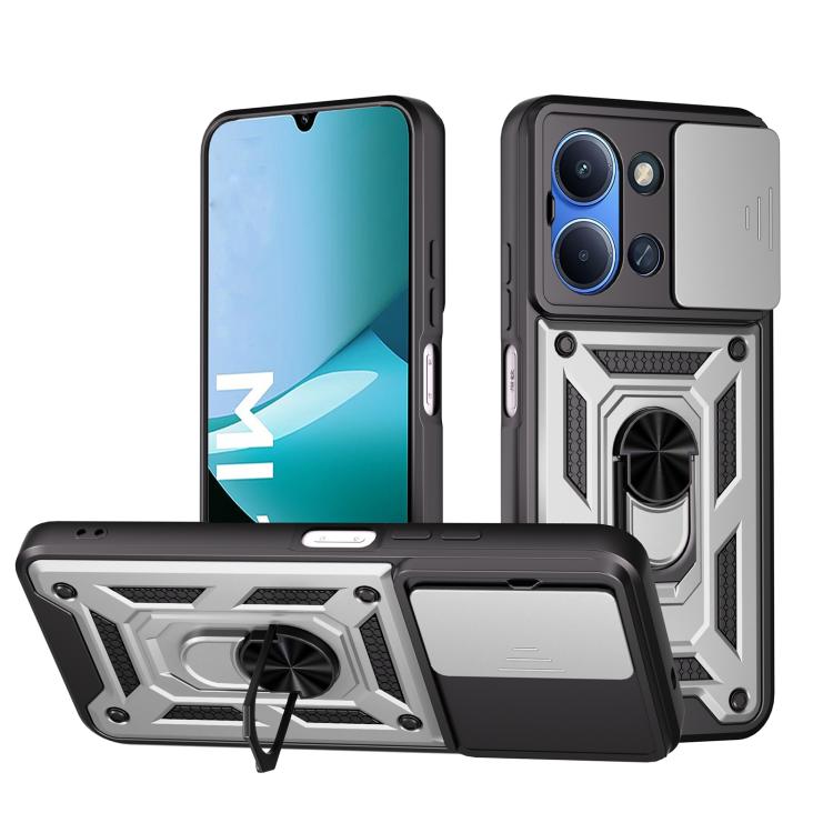 

For Redmi 15C 5G / 4G EU 173mm Sliding Camera Cover Design TPU+PC Phone Case(Silver)