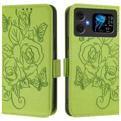 

For Cubot A20 Embossed Rose RFID Anti-theft Leather Phone Case(Green)