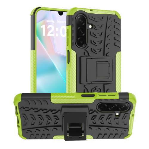 

For Samsung Galaxy A26 5G Tire Texture TPU + PC Phone Case with Holder(Green)