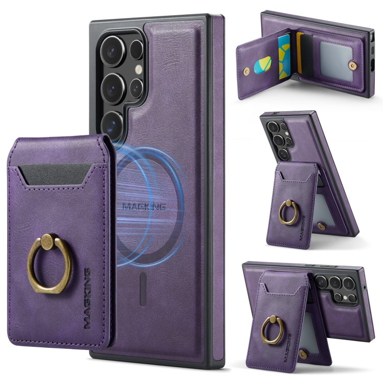 

For Samsung Galaxy S23 Ultra 5G DG.MING K1 MagSafe Detachable Wallet RFID Back Cover Phone Case(Purple)