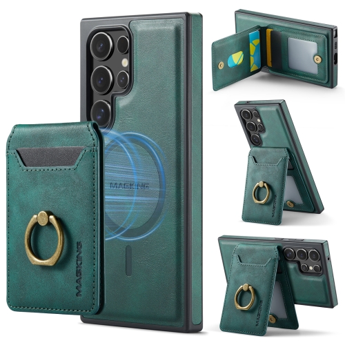 

For Samsung Galaxy S23 Ultra 5G DG.MING K1 MagSafe Detachable Wallet RFID Back Cover Phone Case(Green)