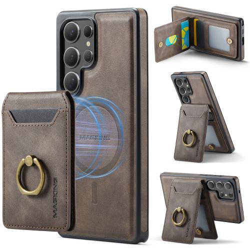 

For Samsung Galaxy S25 Ultra 5G DG.MING K1 MagSafe Detachable Wallet RFID Back Cover Phone Case(Coffee)