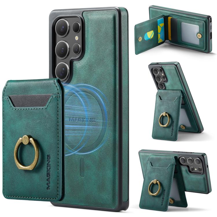 

For Samsung Galaxy S25 Ultra 5G DG.MING K1 MagSafe Detachable Wallet RFID Back Cover Phone Case(Green)