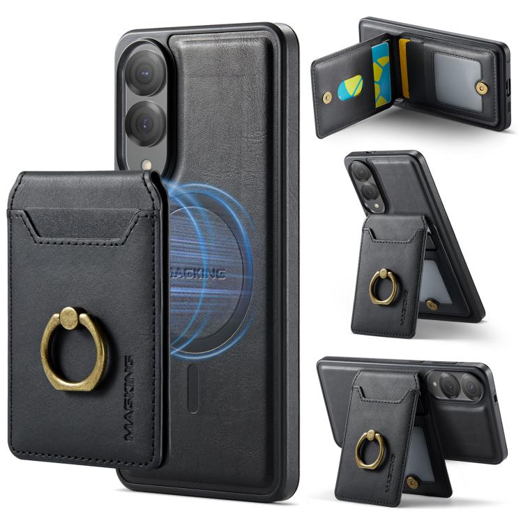 

For Samsung Galaxy S25 Edge 5G MAGKING K1 MagSafe Detachable Wallet RFID Back Cover Phone Case(Black)