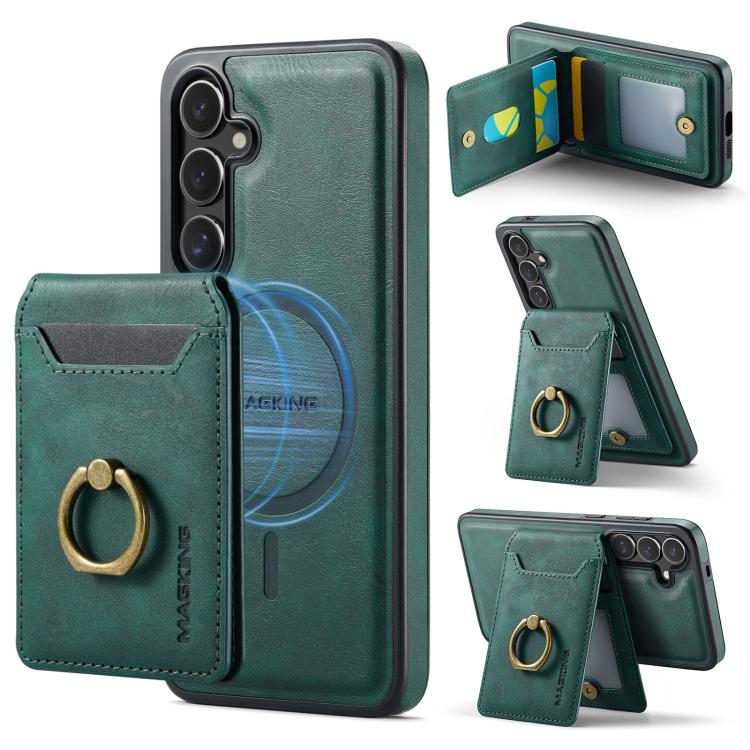 

For Samsung Galaxy S25 FE 5G MAGKING K1 MagSafe Detachable Wallet RFID Back Cover Phone Case(Green)