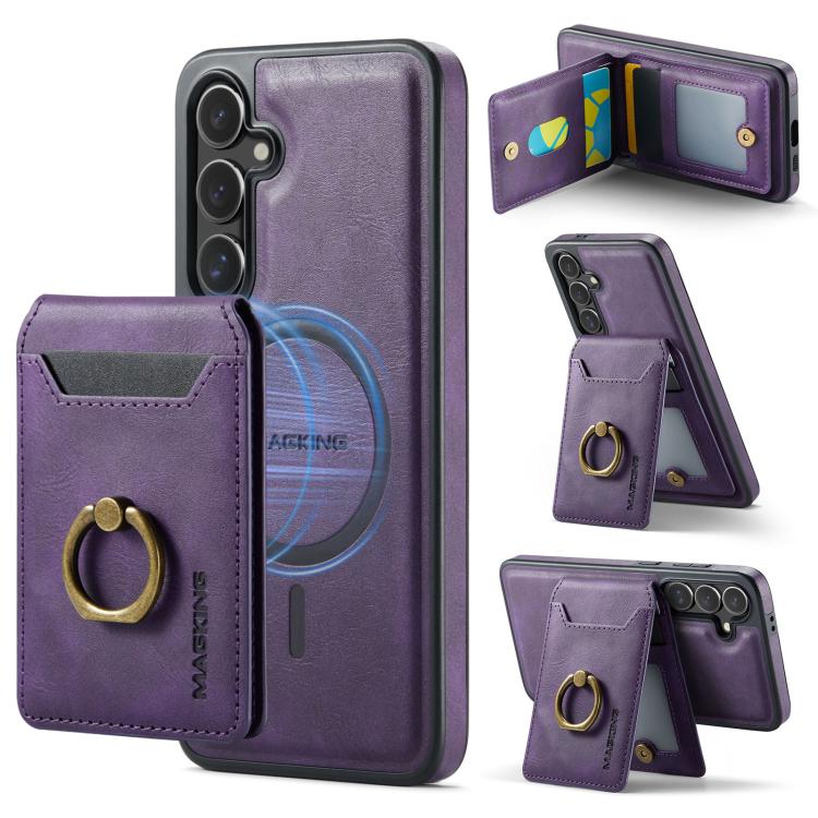 

For Samsung Galaxy S24 FE 5G MAGKING K1 MagSafe Detachable Wallet RFID Back Cover Phone Case(Purple)