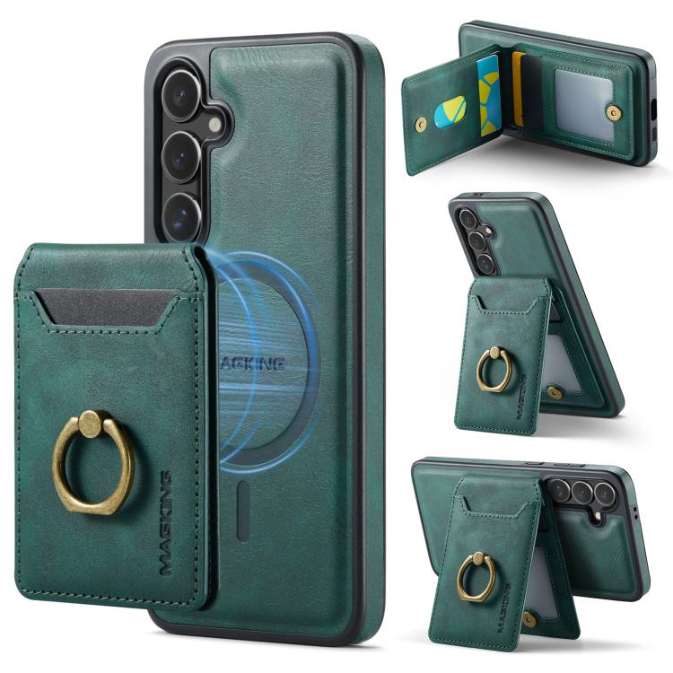 

For Samsung Galaxy S24 FE 5G MAGKING K1 MagSafe Detachable Wallet RFID Back Cover Phone Case(Green)