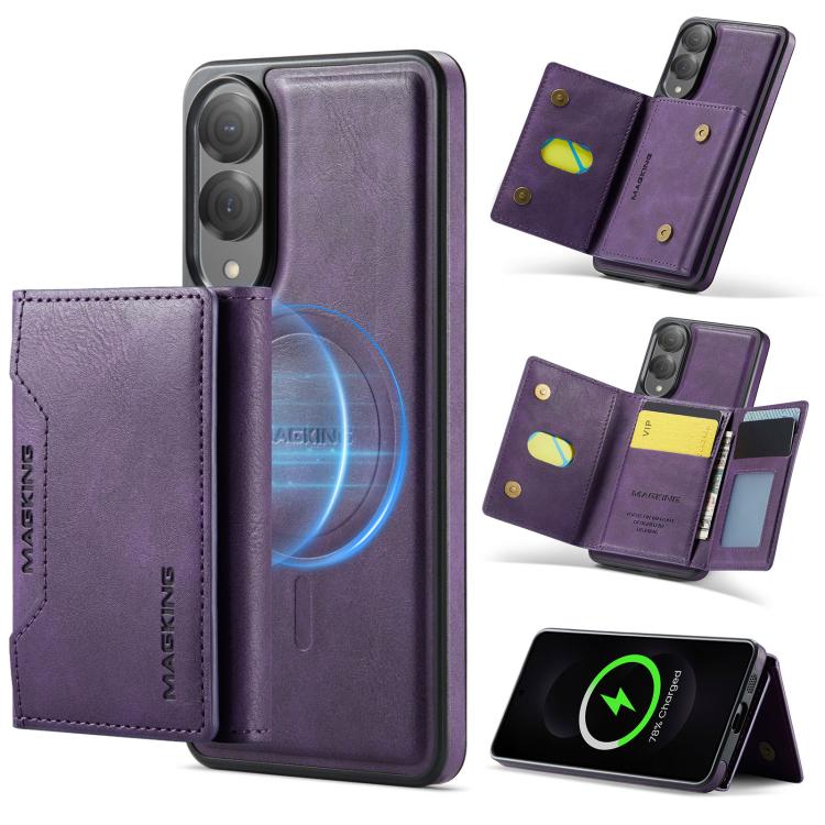 

For Samsung Galaxy S25 Edge 5G MAGKING K2 Series MagSafe RFID Card Bag Detachable Phone Case(Purple)