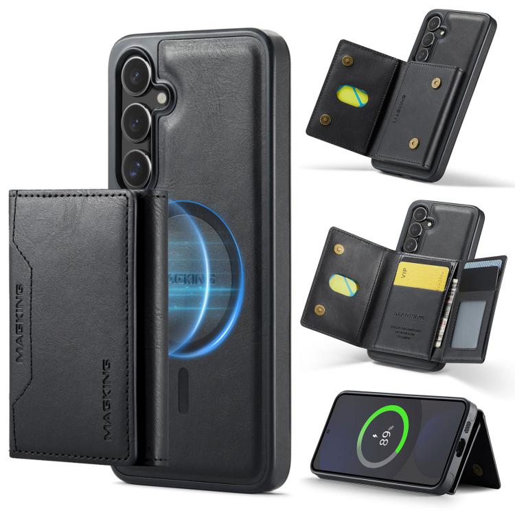 

For Samsung Galaxy S24 FE 5G MAGKING K2 Series MagSafe RFID Card Bag Detachable Phone Case(Black)