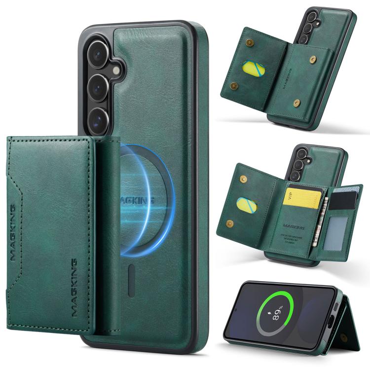 

For Samsung Galaxy S24 FE 5G MAGKING K2 Series MagSafe RFID Card Bag Detachable Phone Case(Green)