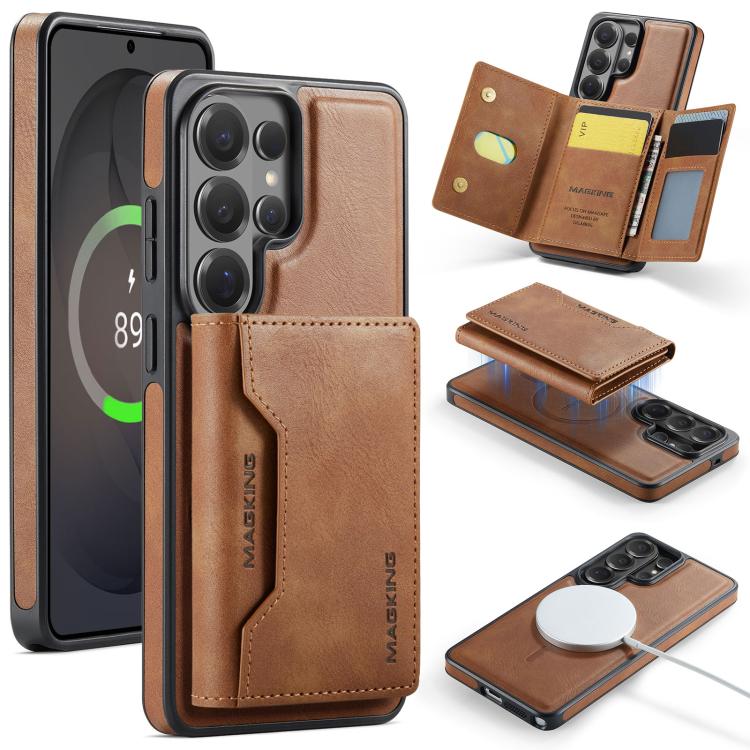 

For Samsung Galaxy S26 Ultra 5G MAGKING K2 Series MagSafe RFID Card Bag Detachable Phone Case(Brown)
