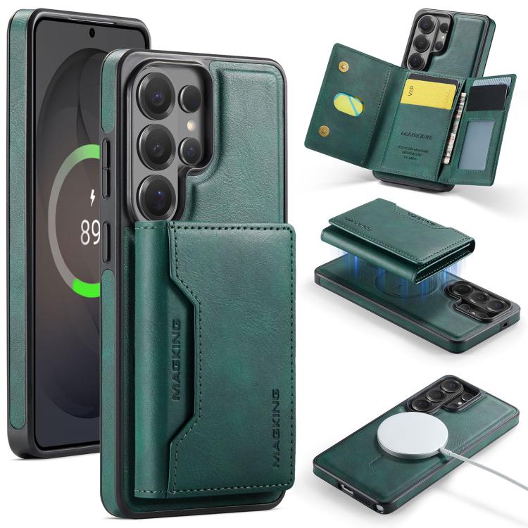 

For Samsung Galaxy S26 Ultra 5G MAGKING K2 Series MagSafe RFID Card Bag Detachable Phone Case(Green)