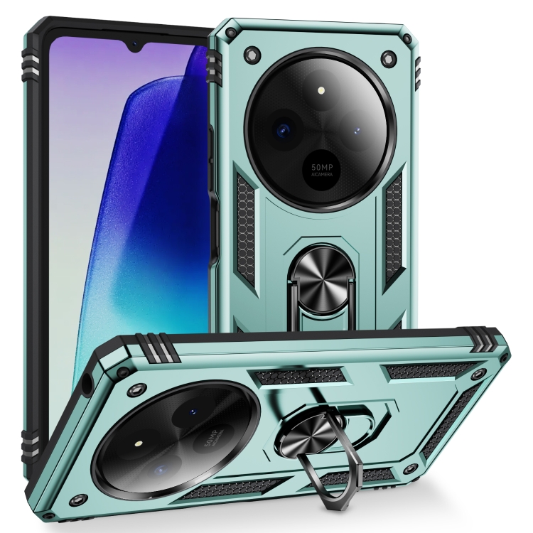 

For Redmi 14C 4G Shockproof TPU + PC Phone Case with Holder(Dark Green)