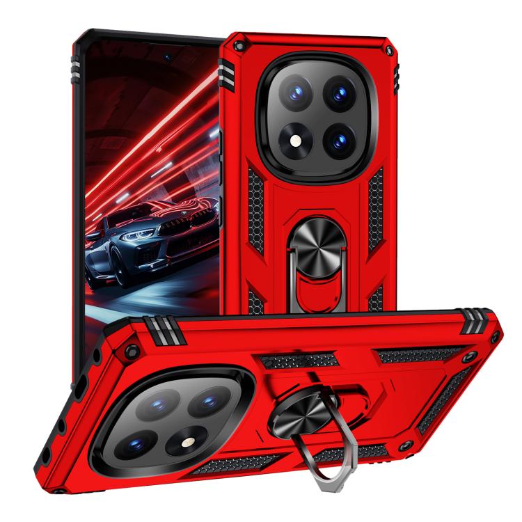 

For Redmi Note 14 Pro+ 5G Shockproof TPU + PC Phone Case with Holder(Red)