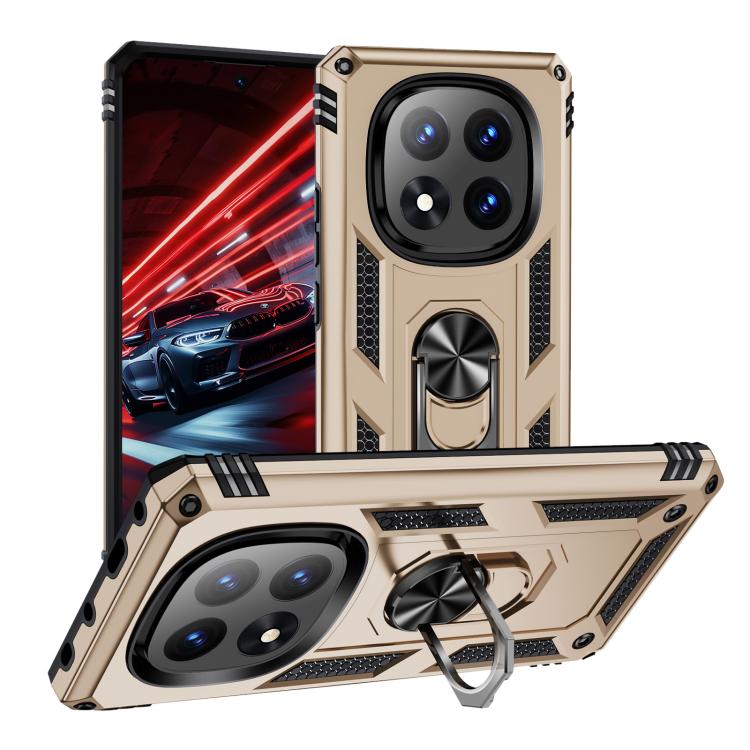 

For Redmi Note 14 Pro+ 5G Shockproof TPU + PC Phone Case with Holder(Gold)