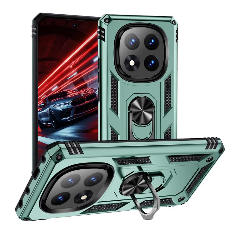 

For Redmi Note 14 Pro+ 5G Shockproof TPU + PC Phone Case with Holder(Dark Green)