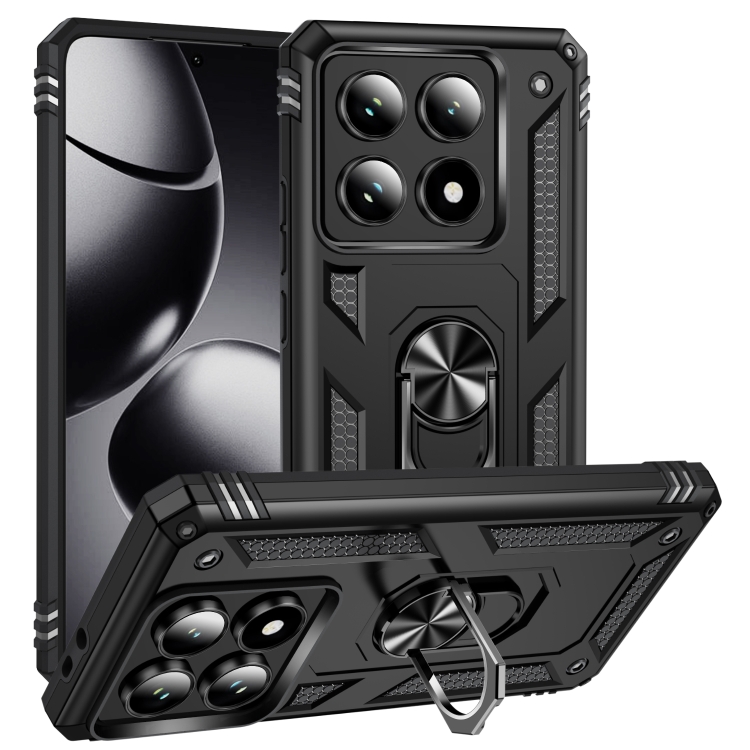 

For Xiaomi 14T Pro Shockproof TPU + PC Phone Case with Holder(Black)