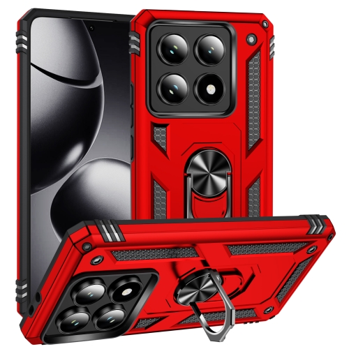 

For Xiaomi 14T Pro Shockproof TPU + PC Phone Case with Holder(Red)