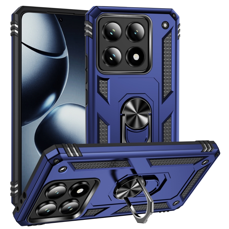 

For Xiaomi 14T Shockproof TPU + PC Phone Case with Holder(Blue)