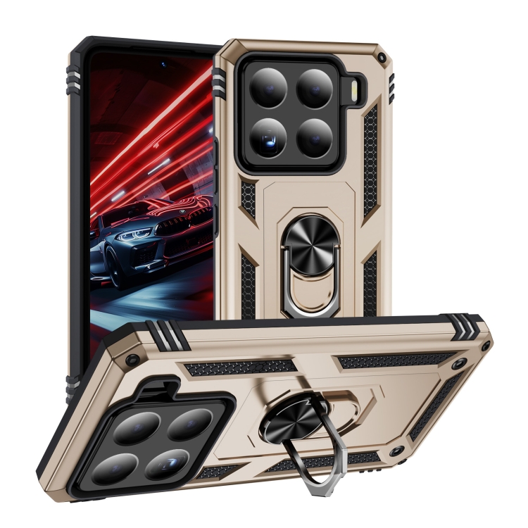 

For Xiaomi 15 Shockproof TPU + PC Phone Case with Holder(Gold)