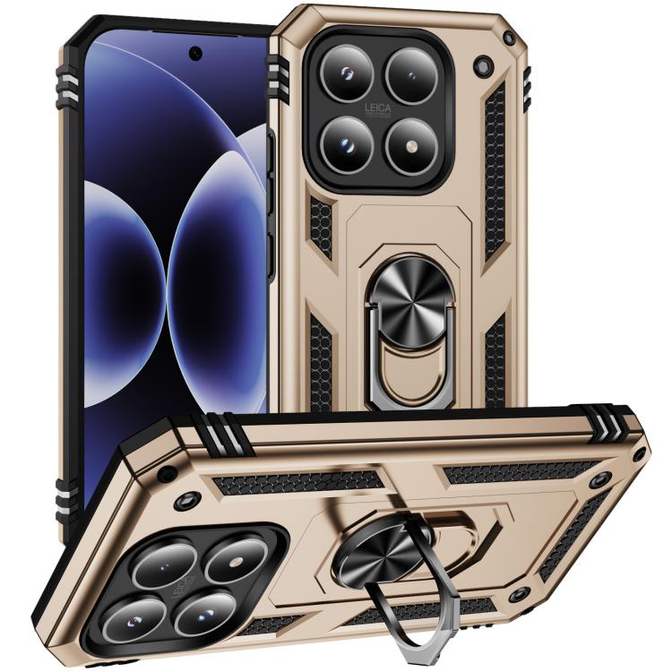 

For Xiaomi 17 Shockproof TPU + PC Phone Case with Holder(Gold)