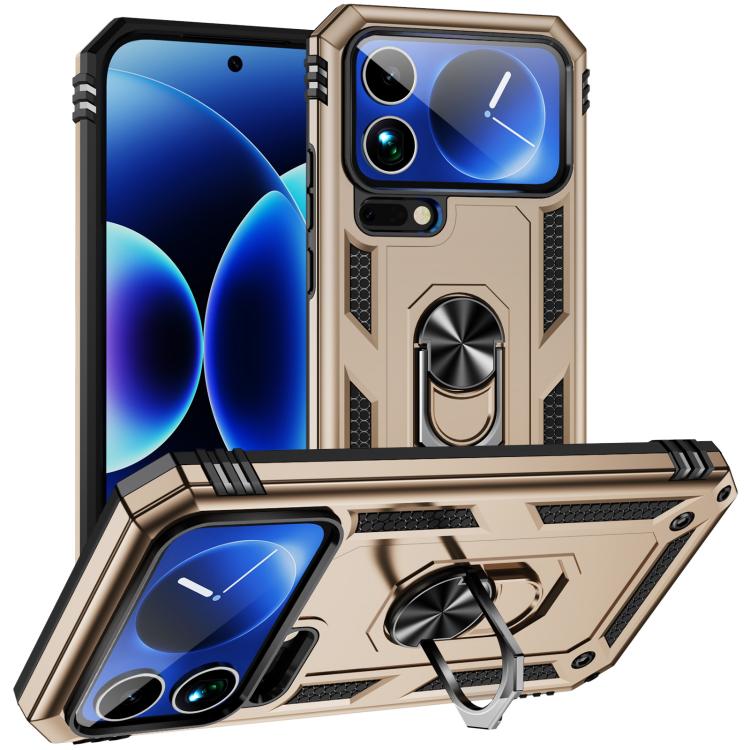 

For Xiaomi 17 Pro Shockproof TPU + PC Phone Case with Holder(Gold)